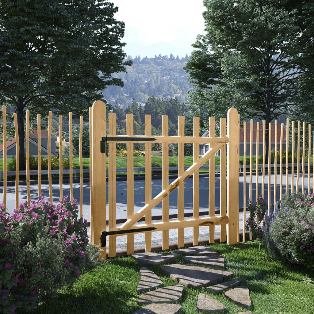 vidaXL Heim & Garten Zauntor 100x100 cm Haselnussholz unbehandelt