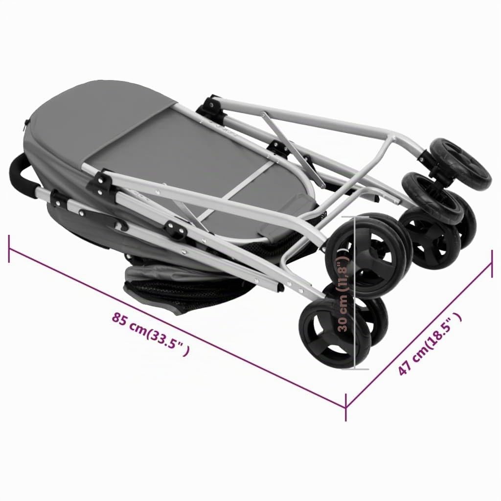 vidaXL Hundewagen Haustierwagen 2 Hunde Faltbar Grau 83x48x97cm