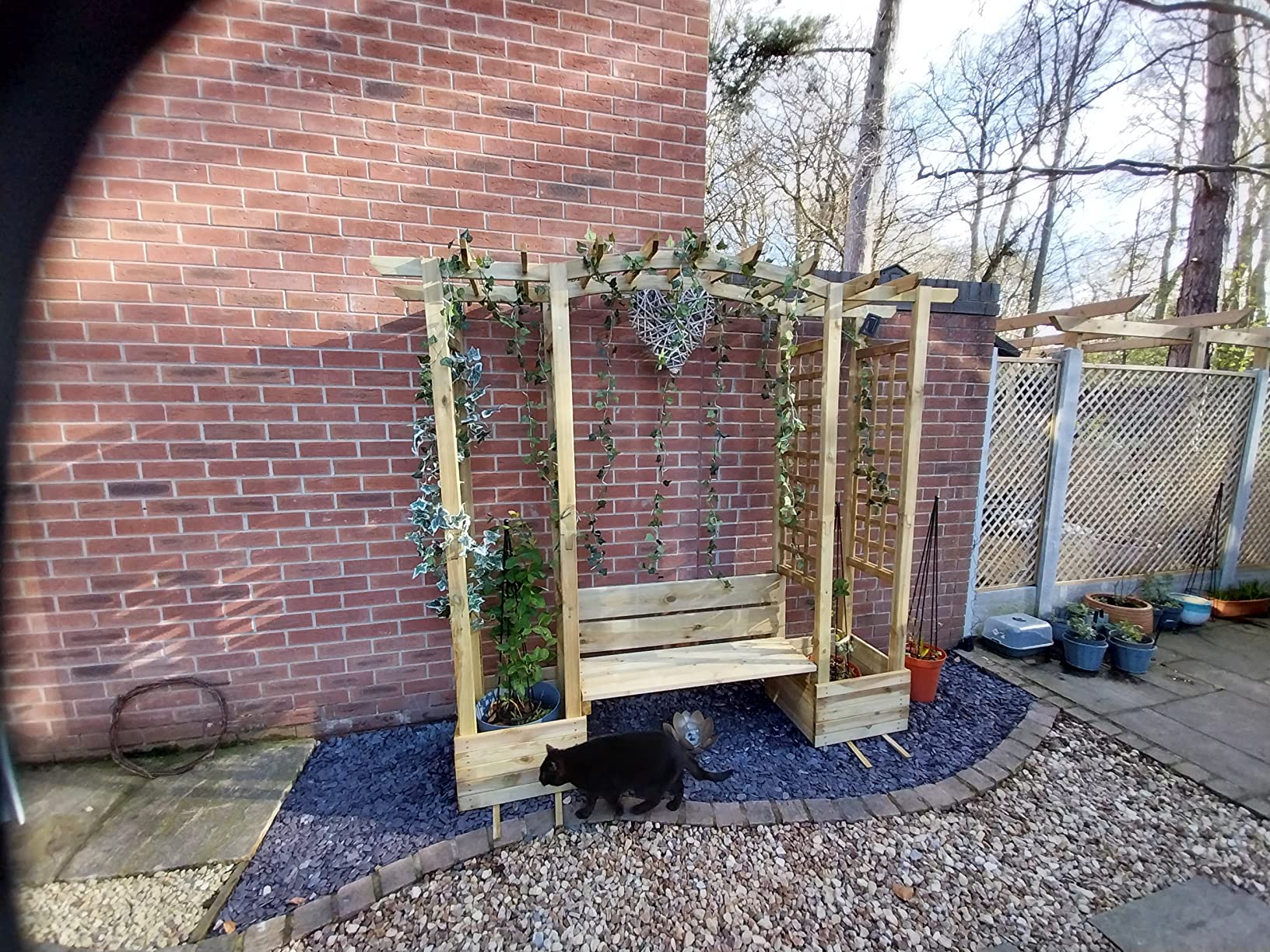 vidaXL Garten Pergola mit Bank Kiefernholz Rankgitter