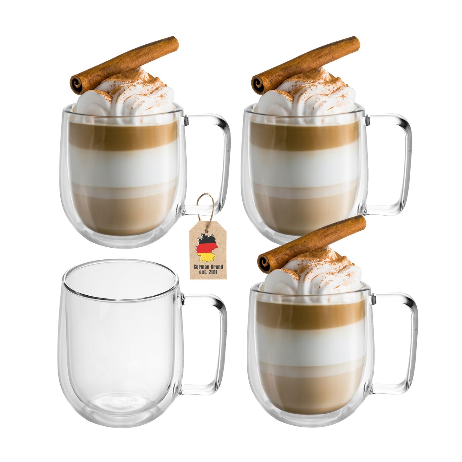 Intirilife Thermo-Gläser doppelwandig 150 ml 2 Stück mit Henkel