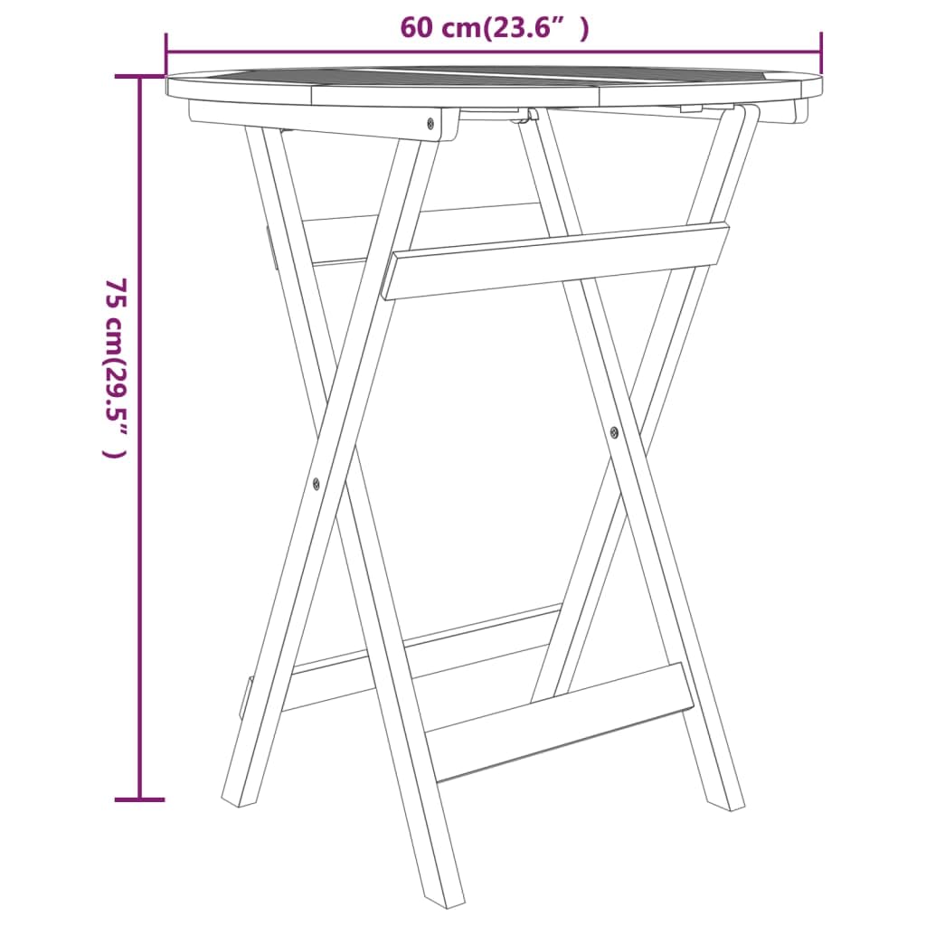 vidaXL Heim & Garten Garten-Essgruppe Teak 3-TLG klappbar