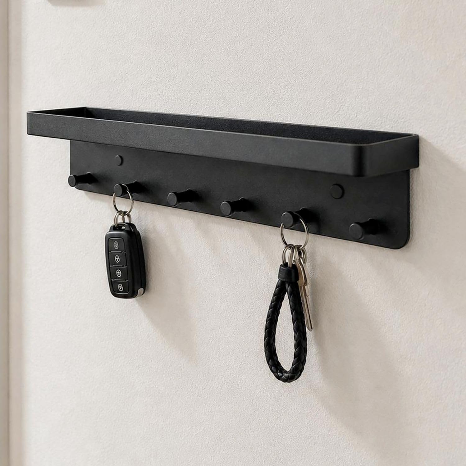 Intirilife Schlüsselbrett Schwarz 24,5 cm 6 Haken Edelstahl