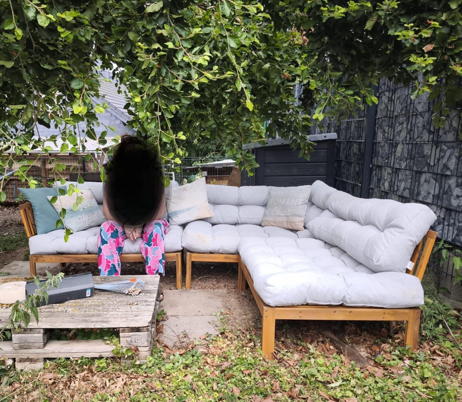 vidaXL Garten Ecksofa 2 STK Akazie Dunkelbraun modular