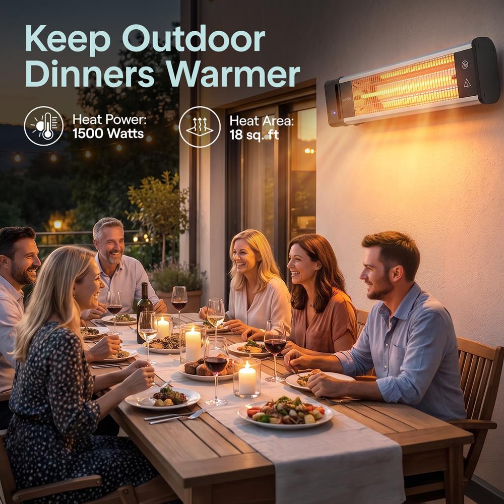 Serenelife Heater Terrassenheizer Wand 1500W Fernbedienung