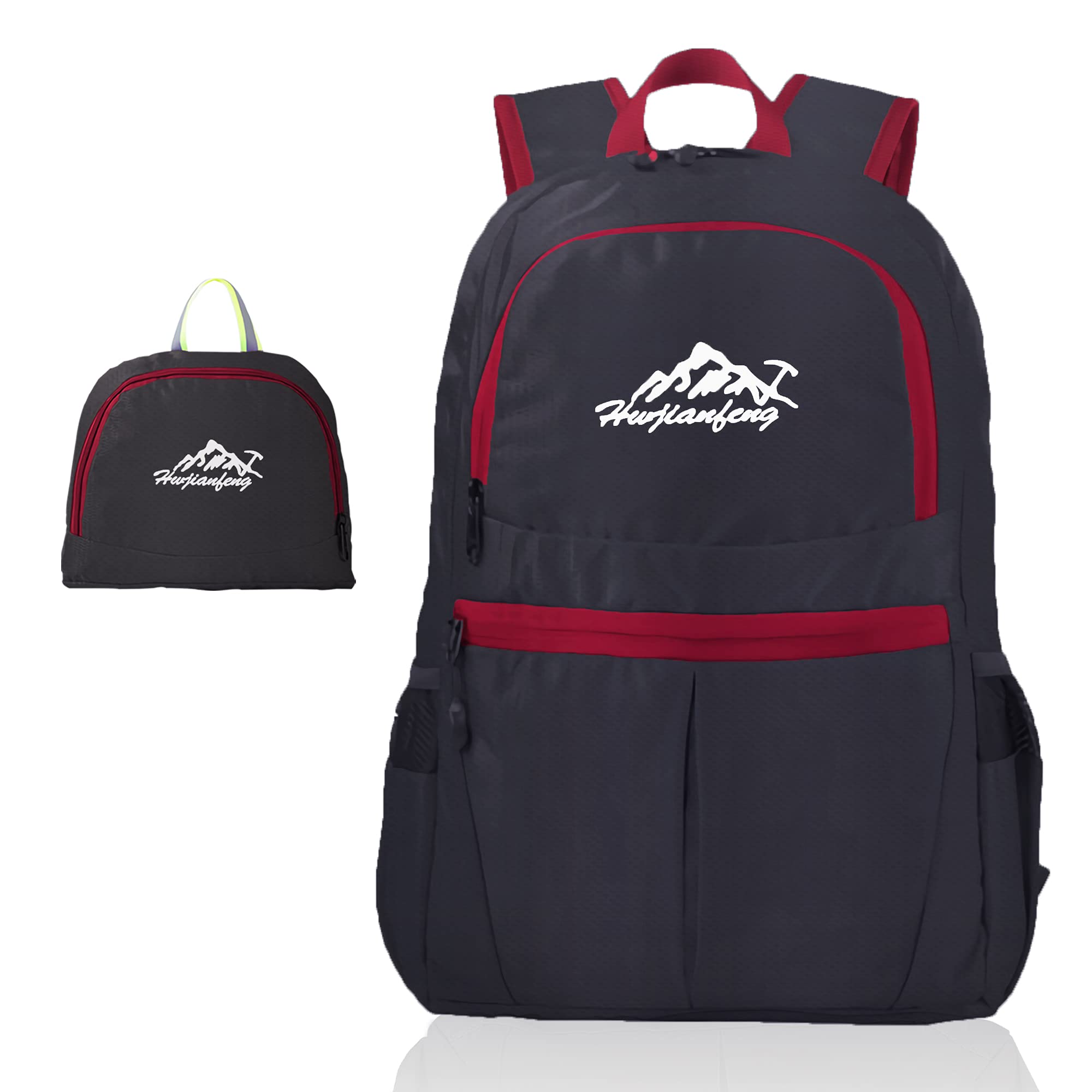 Intirilife Faltbarer Rucksack 36L Schwarz Wasserdicht Daypack