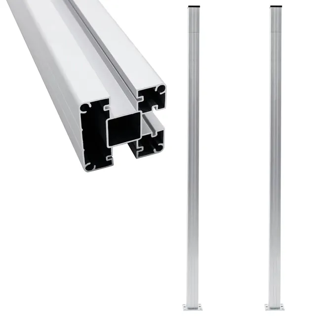 vidaXL Zaunpfosten Alu 185 cm Silber 2 Stk. mit Fuß