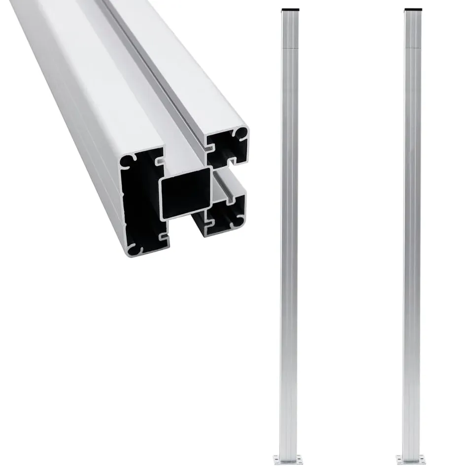 vidaXL Zaunpfosten Alu 185 cm Silber 2 Stk. mit Fuß