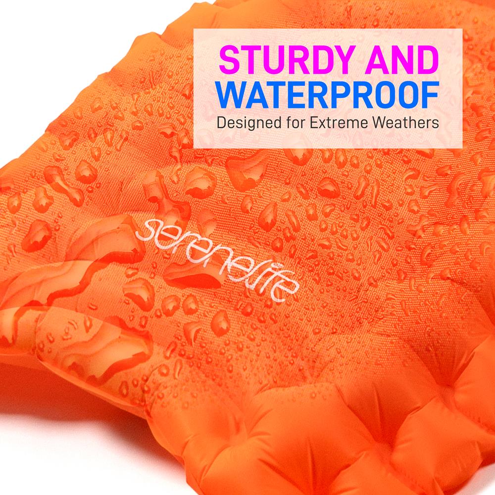 Serenelife Camping Schlafmatte Orange mit Kissen Nylon