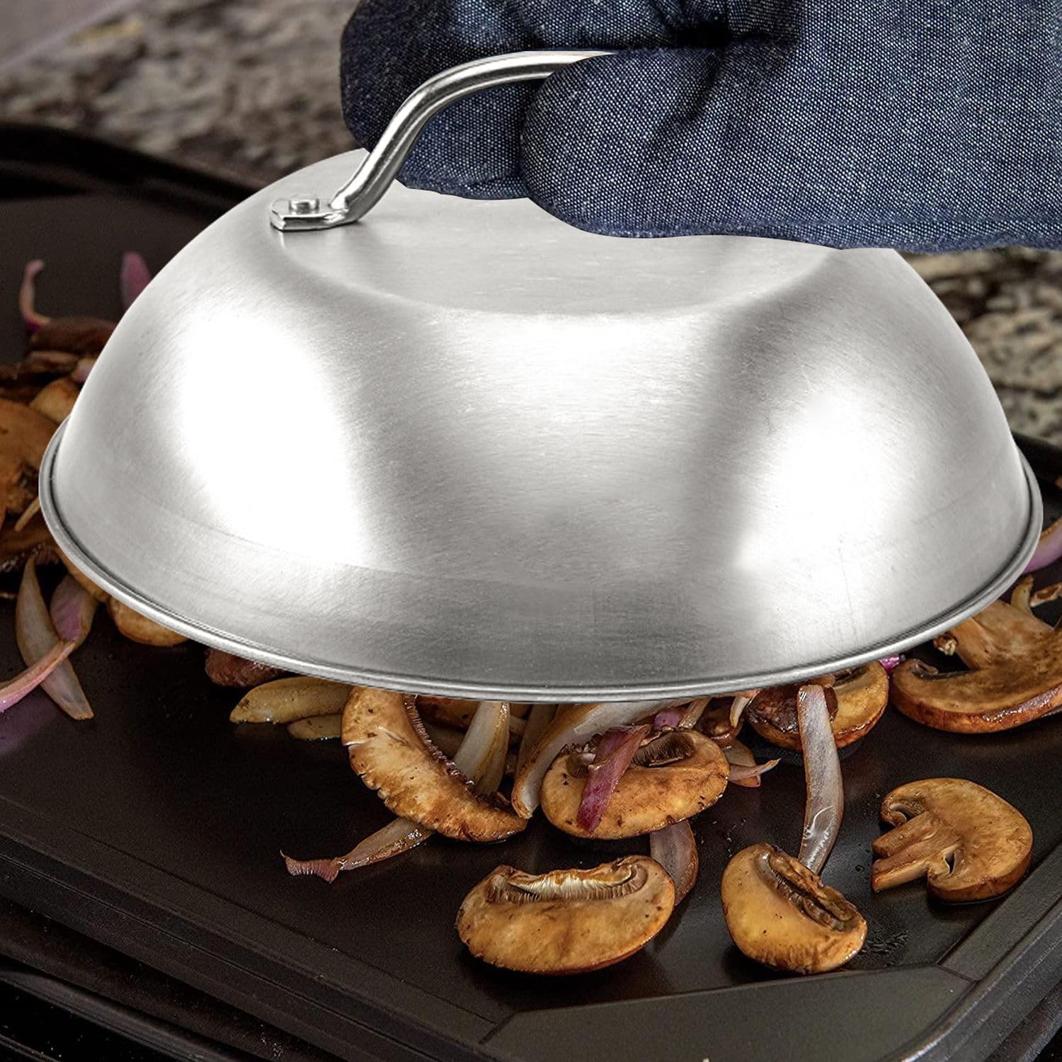 Intirilife Schmelzglocke Edelstahl 2er 22,5 cm Burger Grill Haube