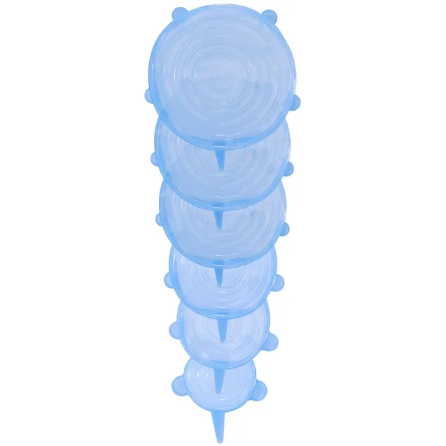 Intirilife Silikondeckel Frischhaltedeckel Blau 6er-Set dehnbar