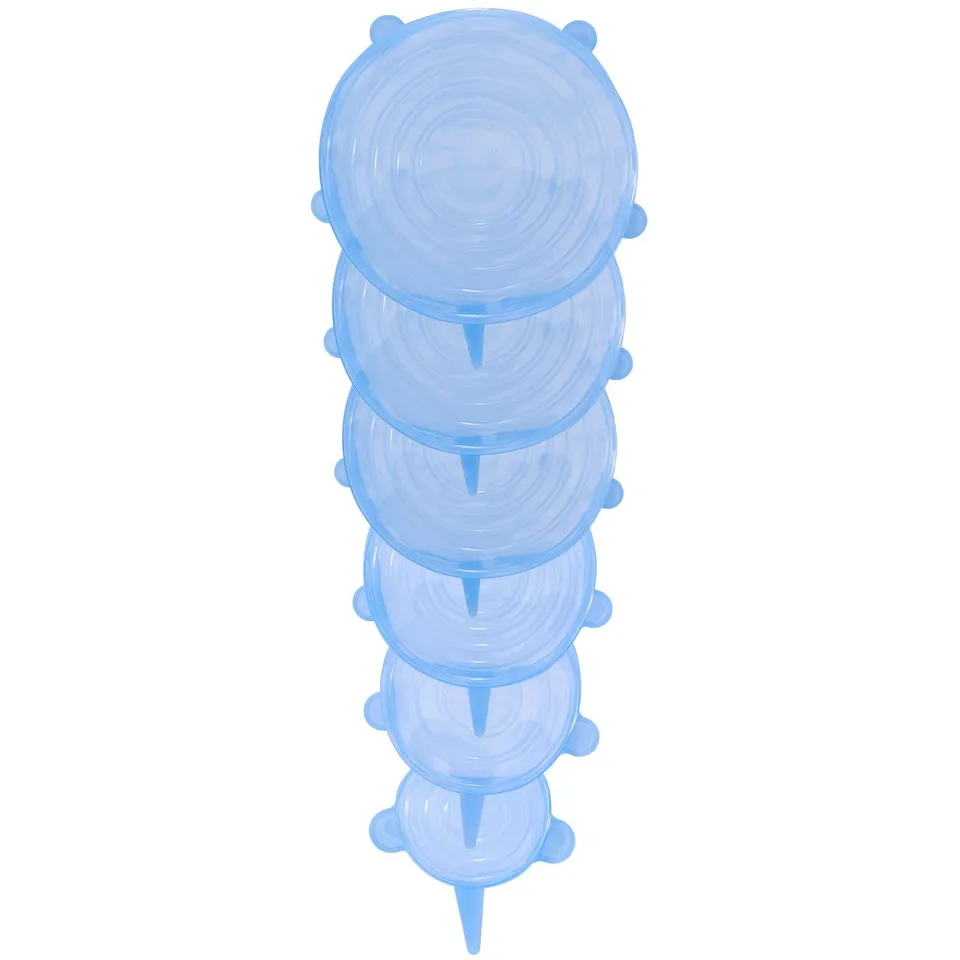 Intirilife Silikondeckel Frischhaltedeckel Blau 6er-Set dehnbar