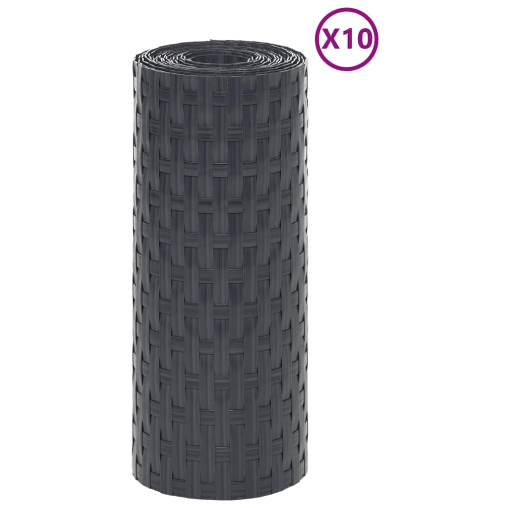vidaXL Balkon-Sichtschutz 10 Stk Anthrazit 255x19 cm Poly Rattan
