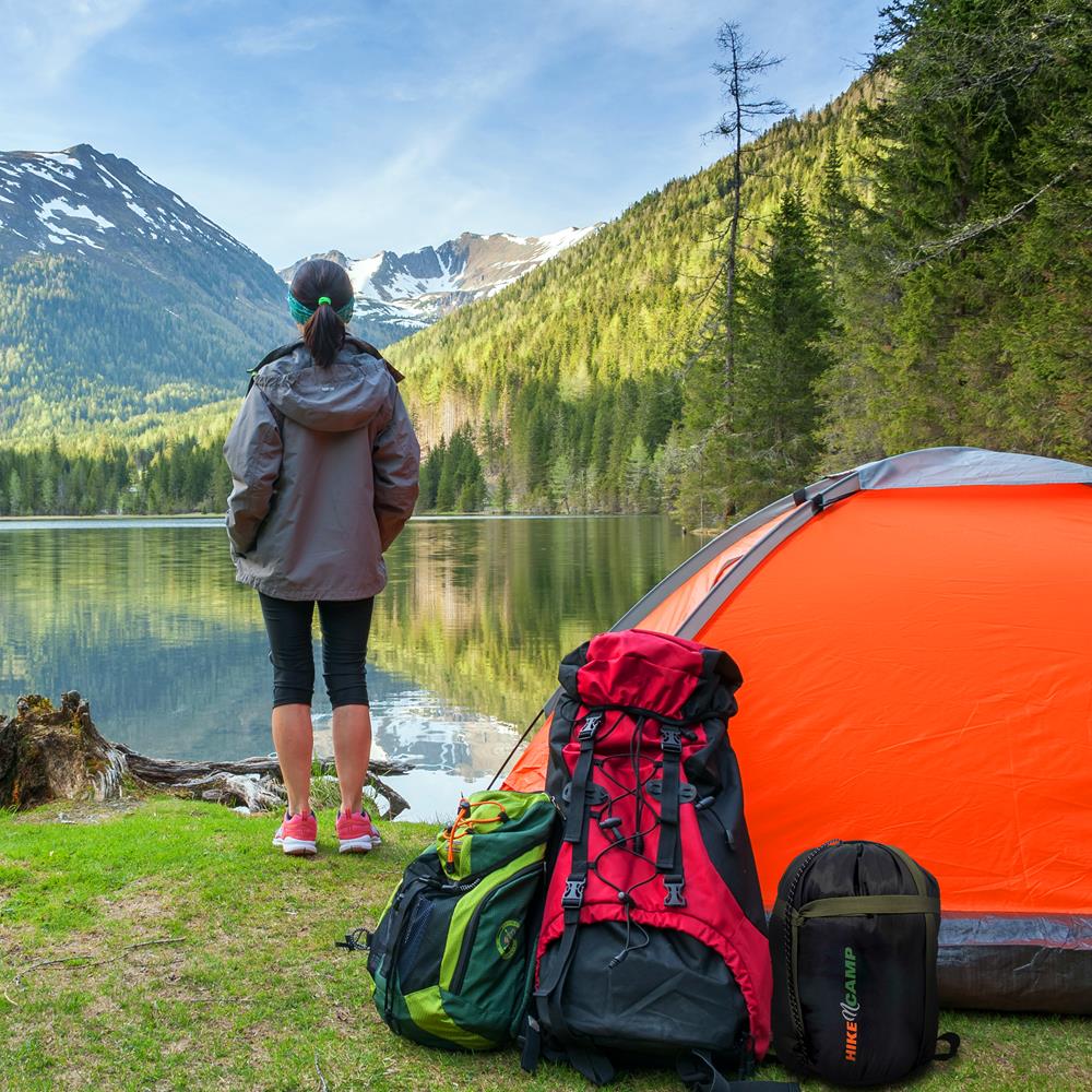 Serenelife Camping Mumien-Schlafsack 4-Jahreszeiten Grün
