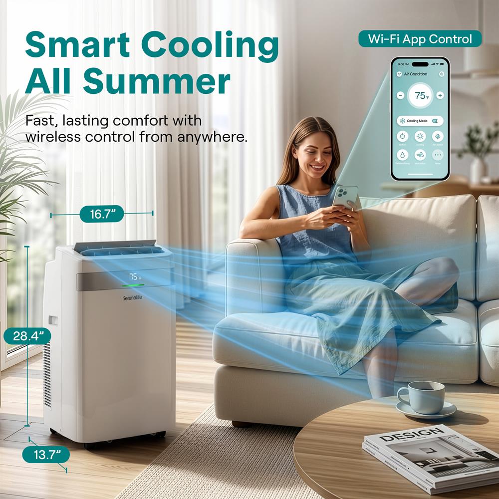 Serenelife Portable AC 9500 BTU Klimagerät mobil weiß WLAN