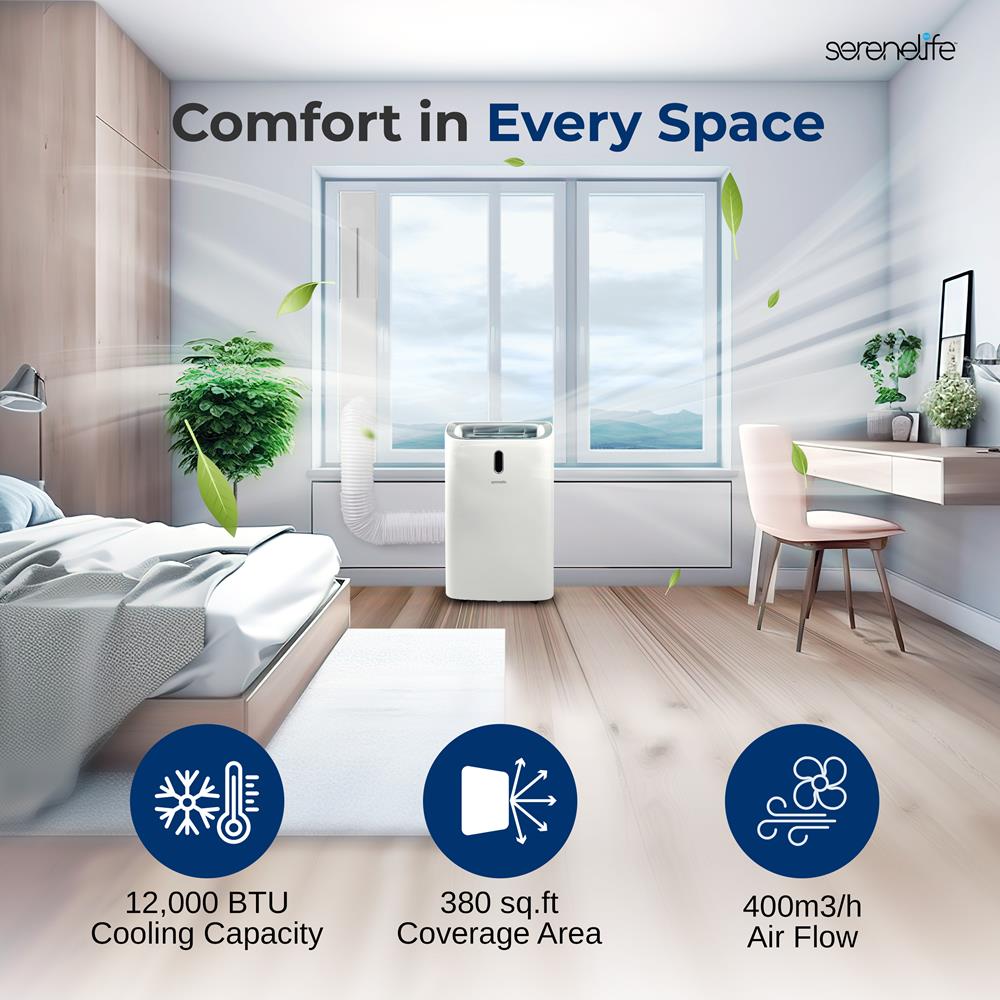 Serenelife Portable AC Mobile Klimaanlage 12000 BTU weiß
