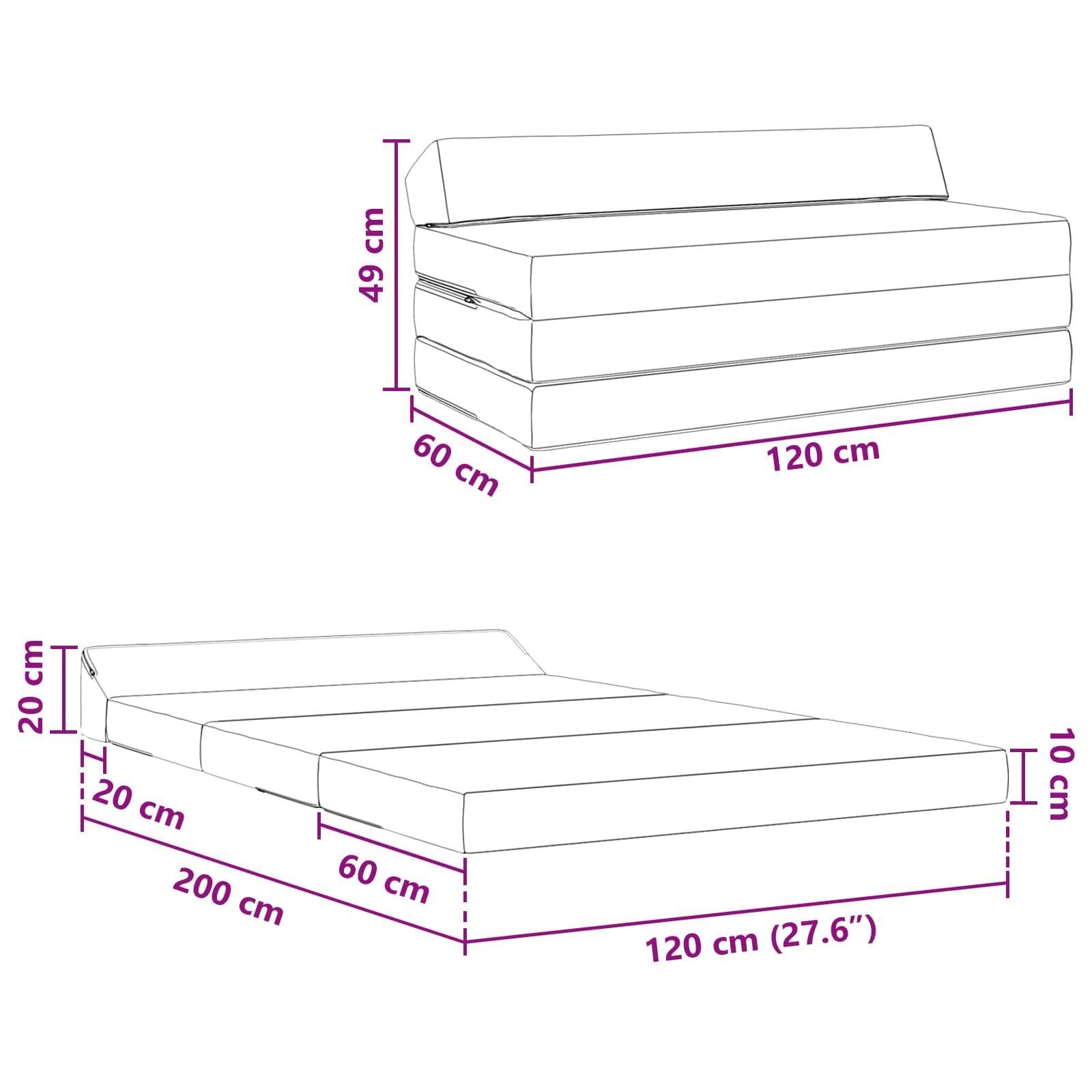 vidaXL Möbel Klappsofa Bett Schlafsofa Hellgrau 120 cm Stoff