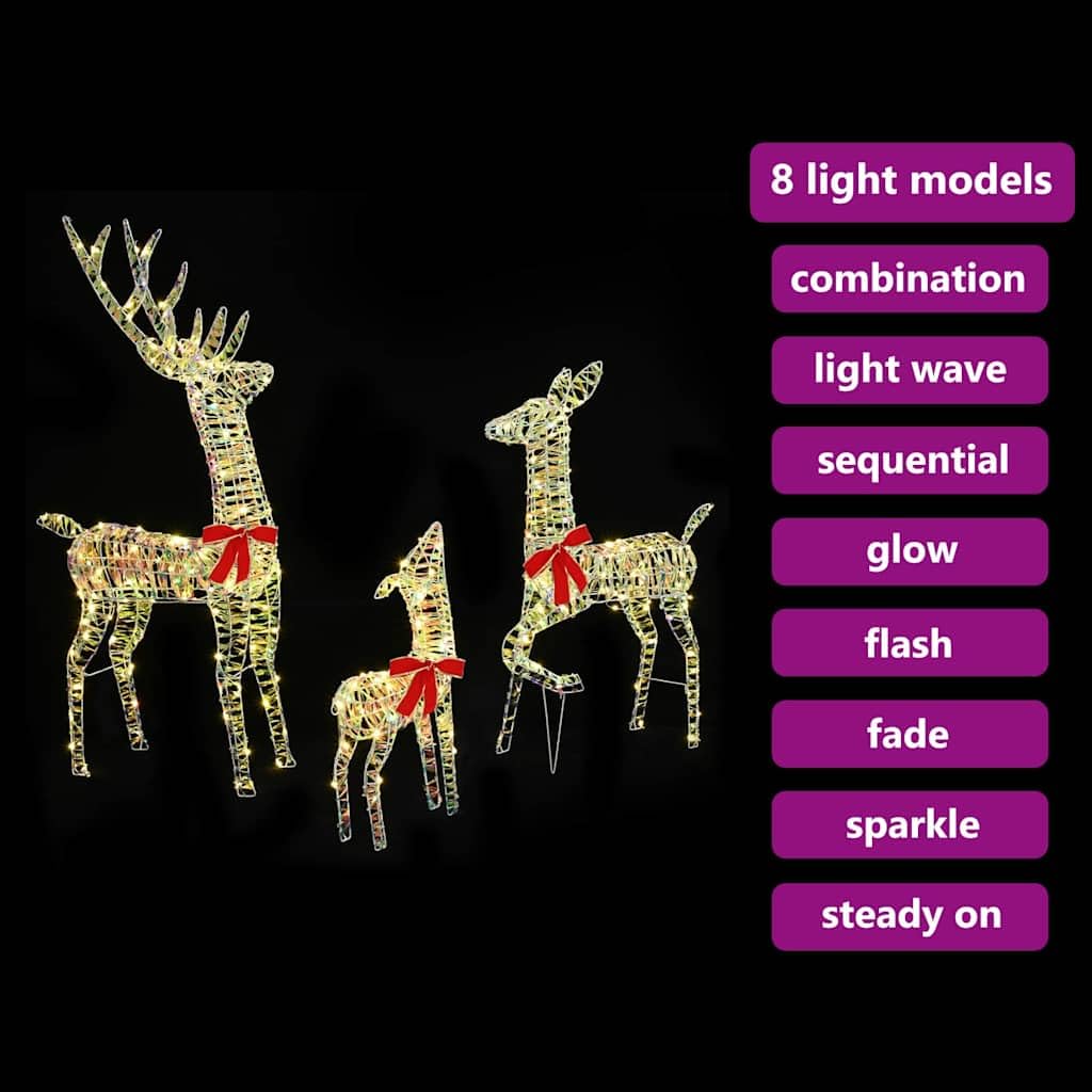 vidaXL Rentierfamilie 3-tlg LED Weihnachtsdeko warmweiß 300 LEDs