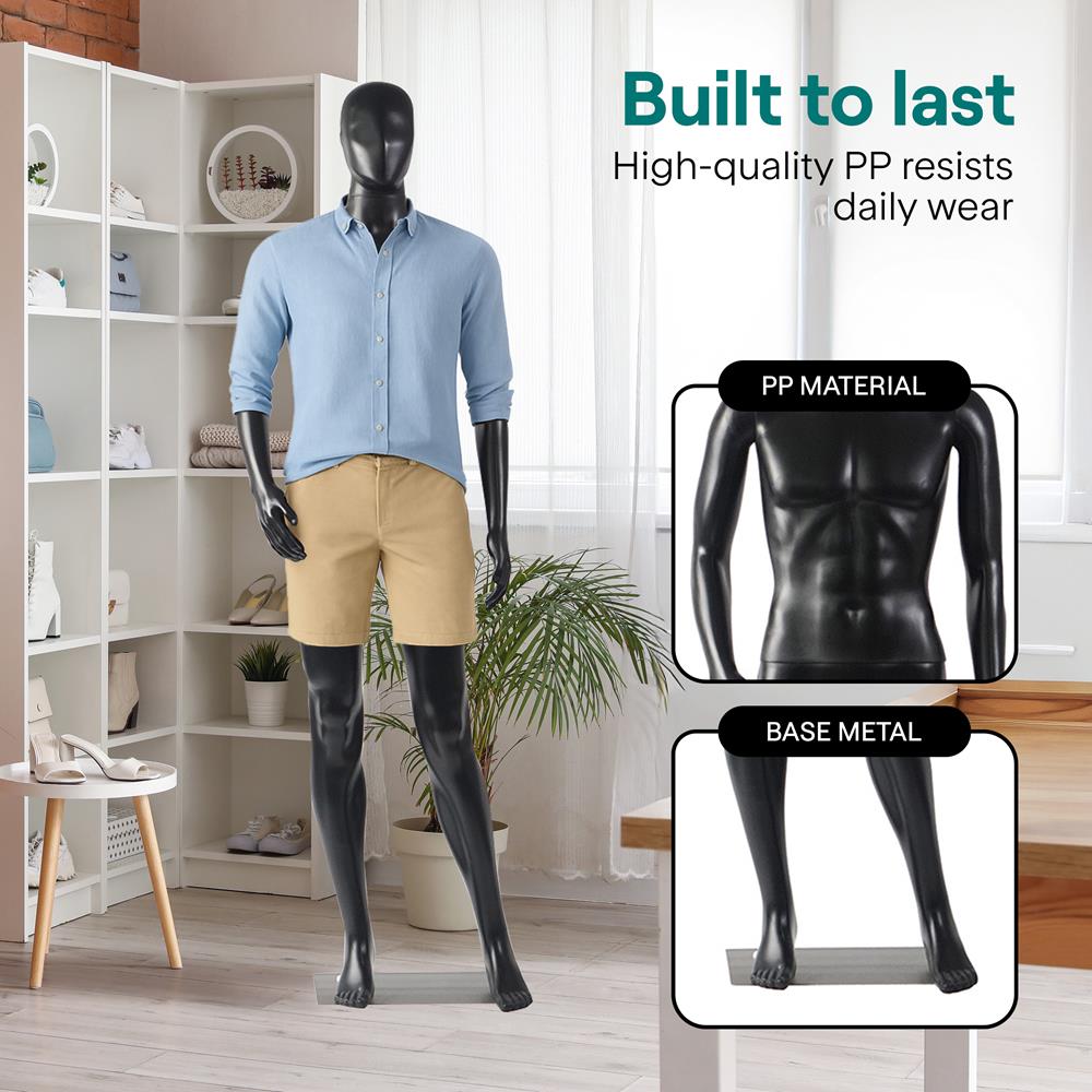 Serenelife Schaufensterpuppe Herren 185cm verstellbar mit Kopf