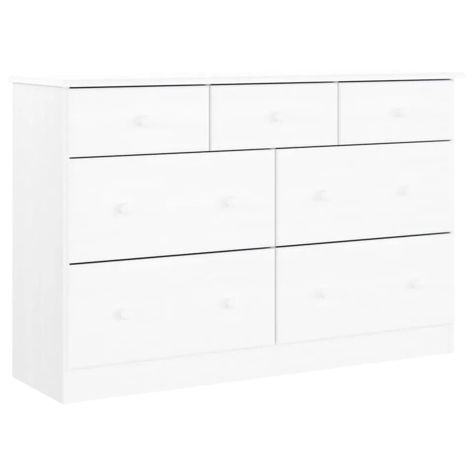 vidaXL Alta Kommode 112x35x73 cm Weiß Kiefer 7 Schub