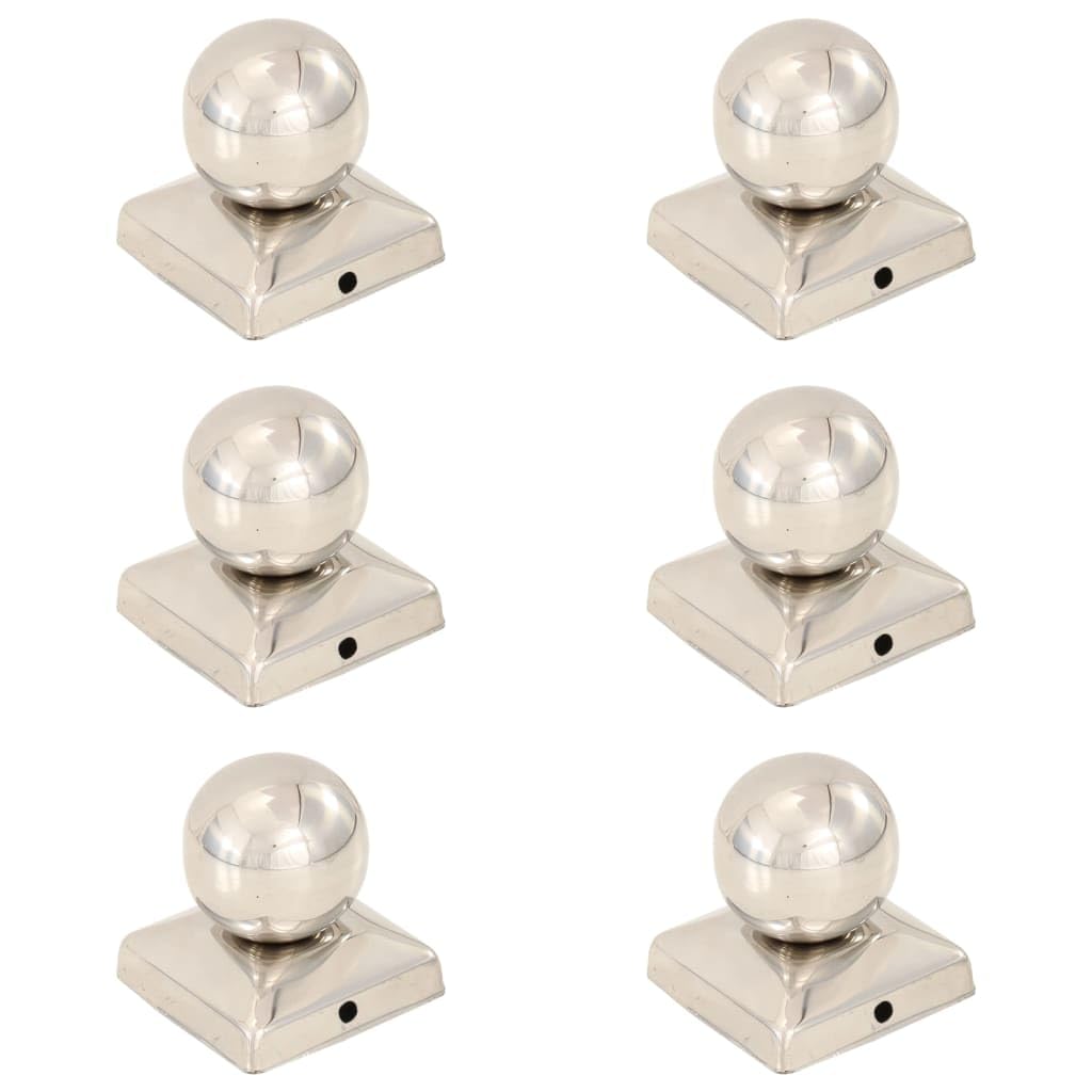 vidaXL Pfostenkappe Kugel 6x Edelstahl 71x71 mm