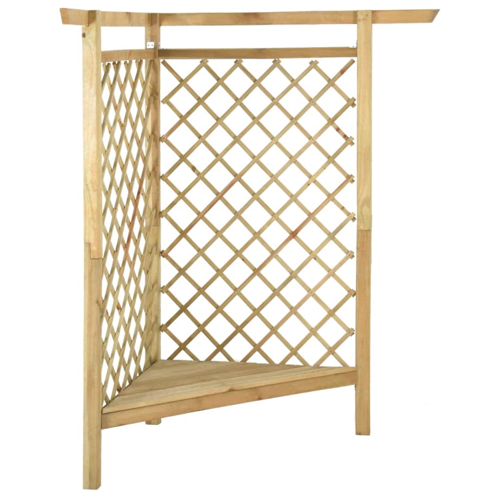 vidaXL Heim & Garten Eckpergola Kiefer Imprägniert mit Bank 166cm