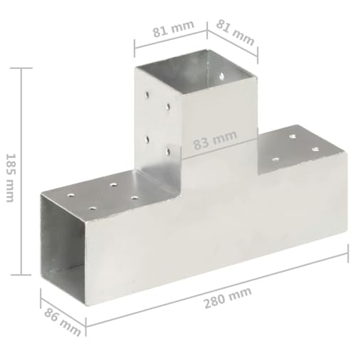 vidaXL Heim & Garten Pfostenverbinder T-Form 81x81mm Verzinkt