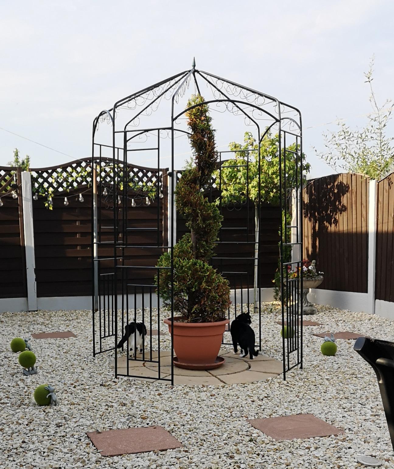 vidaXL Rosenpavillon 250 cm Schmiedeeisen dunkelgrün Rankhilfe