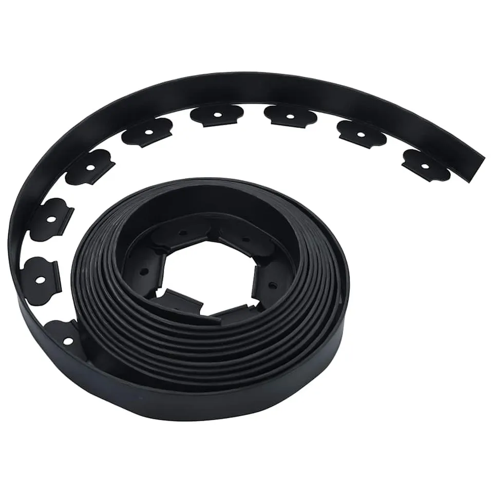 vidaXL Heim & Garten Rasenkante PE Schwarz 10 m 5 cm Nägel