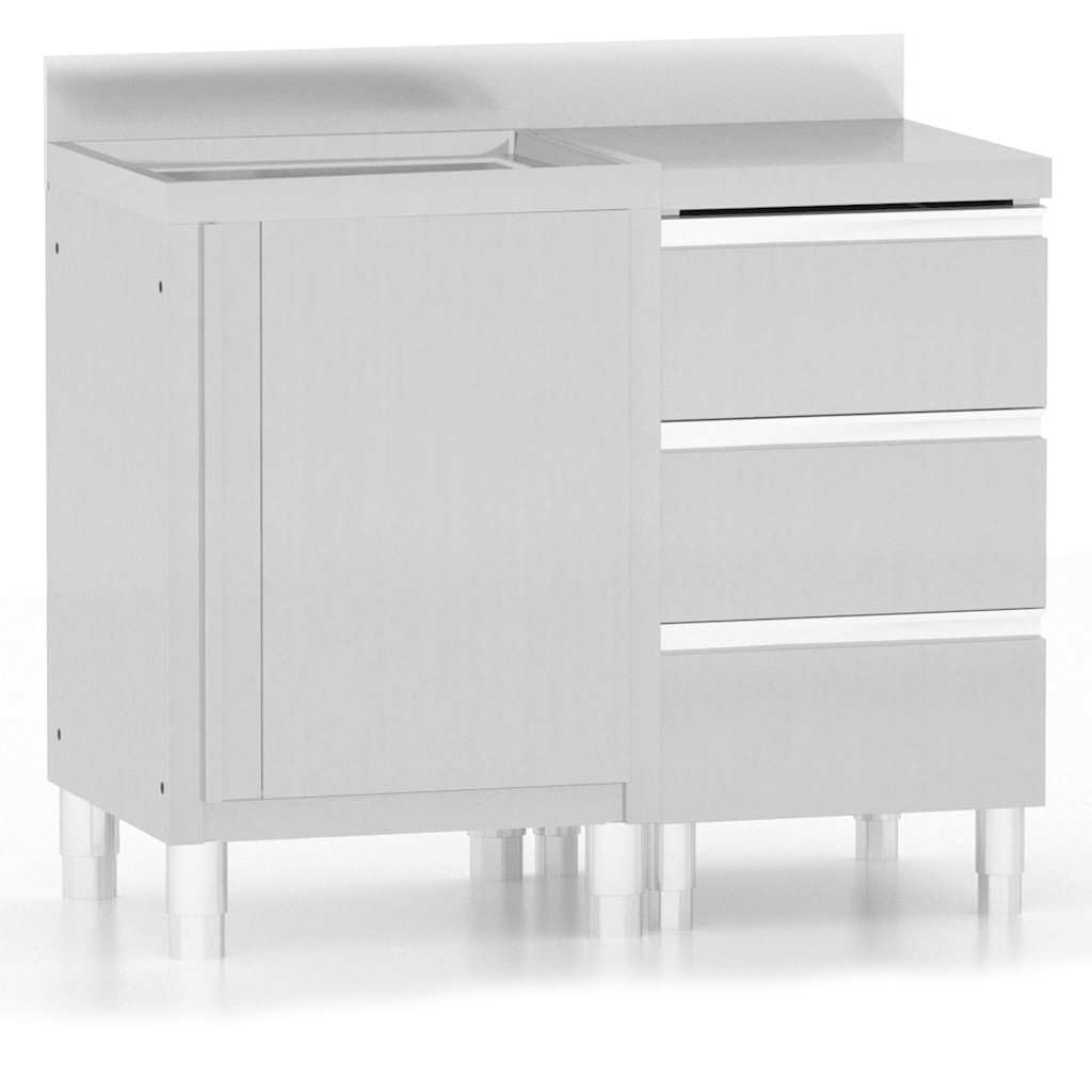 vidaXL Gastro Küchenschrank Edelstahl 2x 2 Schubladen