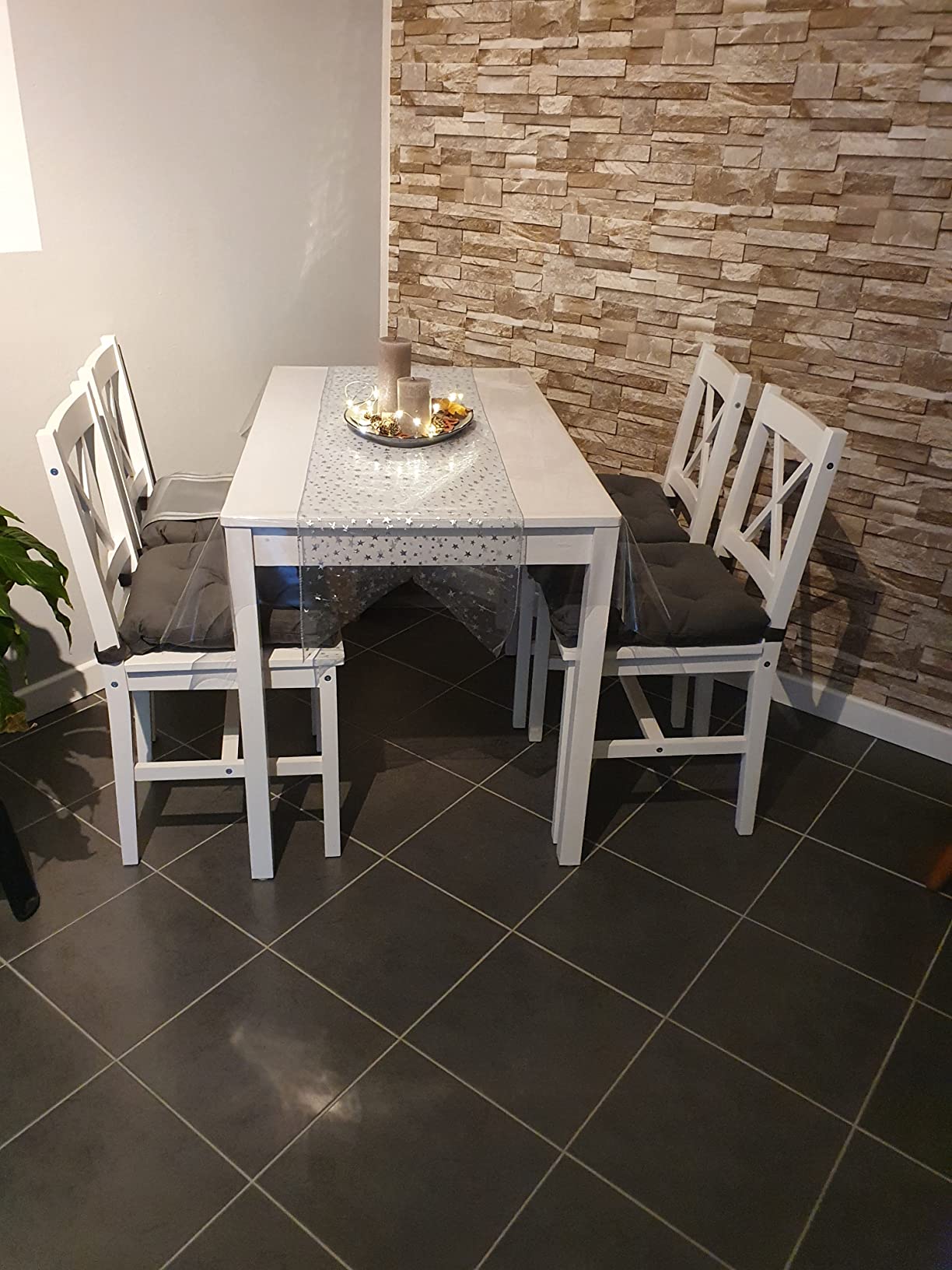 vidaXL Heim & Garten 5-tlg. Essgruppe Esstischset weiß Massivholz