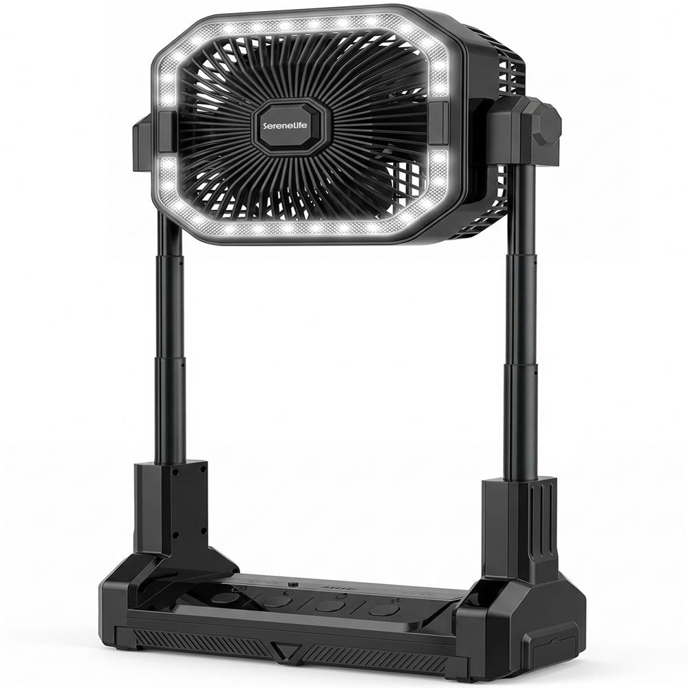Serenelife Camping Ventilator Akku 10000mAh Schwarz LED