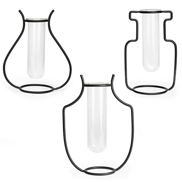 Kikkerland Home Geo Vase Vermehrungsstation Glas Holz