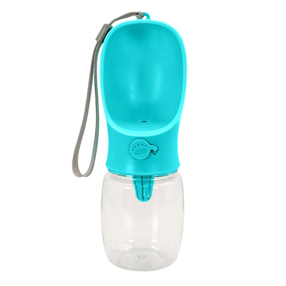 Intirilife Hunde Trinkflasche blau 300 ml auslaufsicher Kunststoff