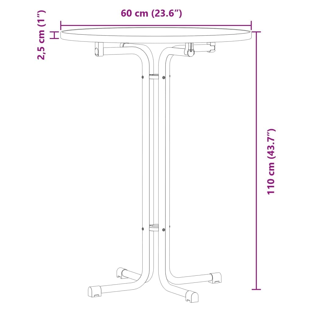 vidaXL Möbel Bartisch Weiß Ø60x110 cm klappbar Stahl