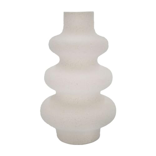 Intirilife Spiralvase Keramikvase Creme Weiß 13x21,8 cm matt