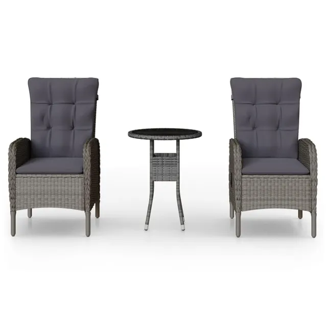 vidaXL Heim & Garten Bistro-Set 3-tlg Grau Ø60cm Rattan