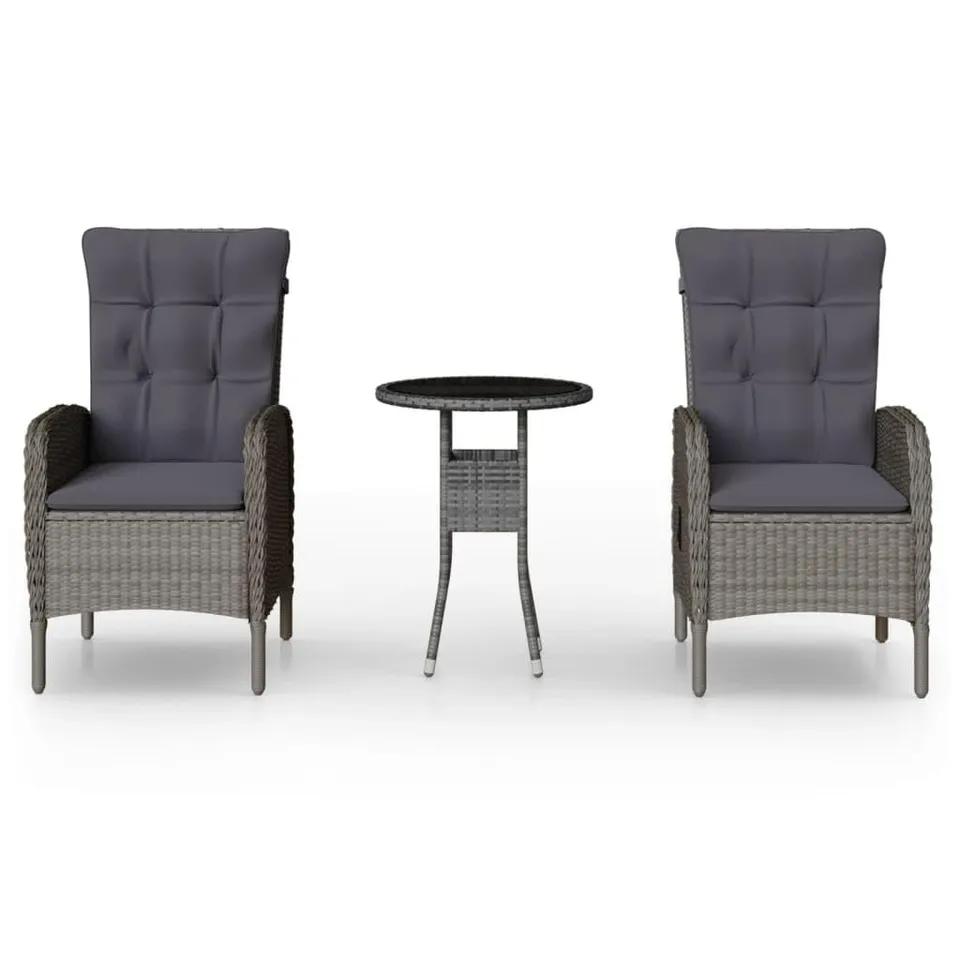 vidaXL Heim & Garten Bistro-Set 3-tlg Grau Ø60cm Rattan