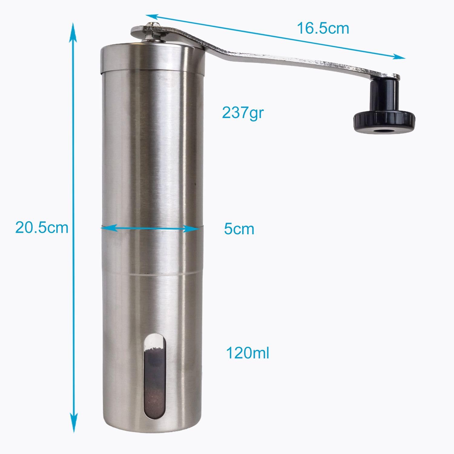 Intirilife Kaffeemühle manuell Edelstahl Silber 120 ml