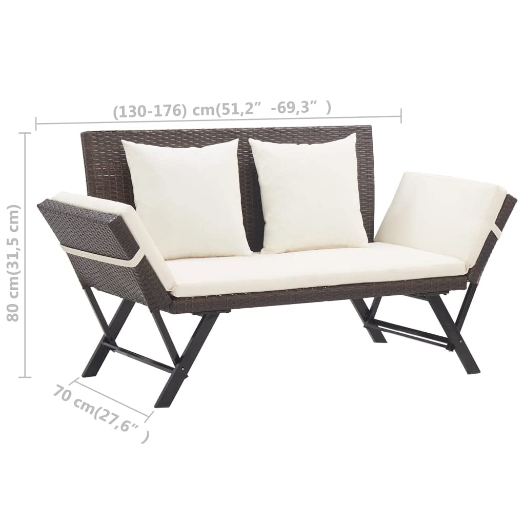 vidaXL Heim & Garten Gartenbank Braun 176 cm Rattan Liege