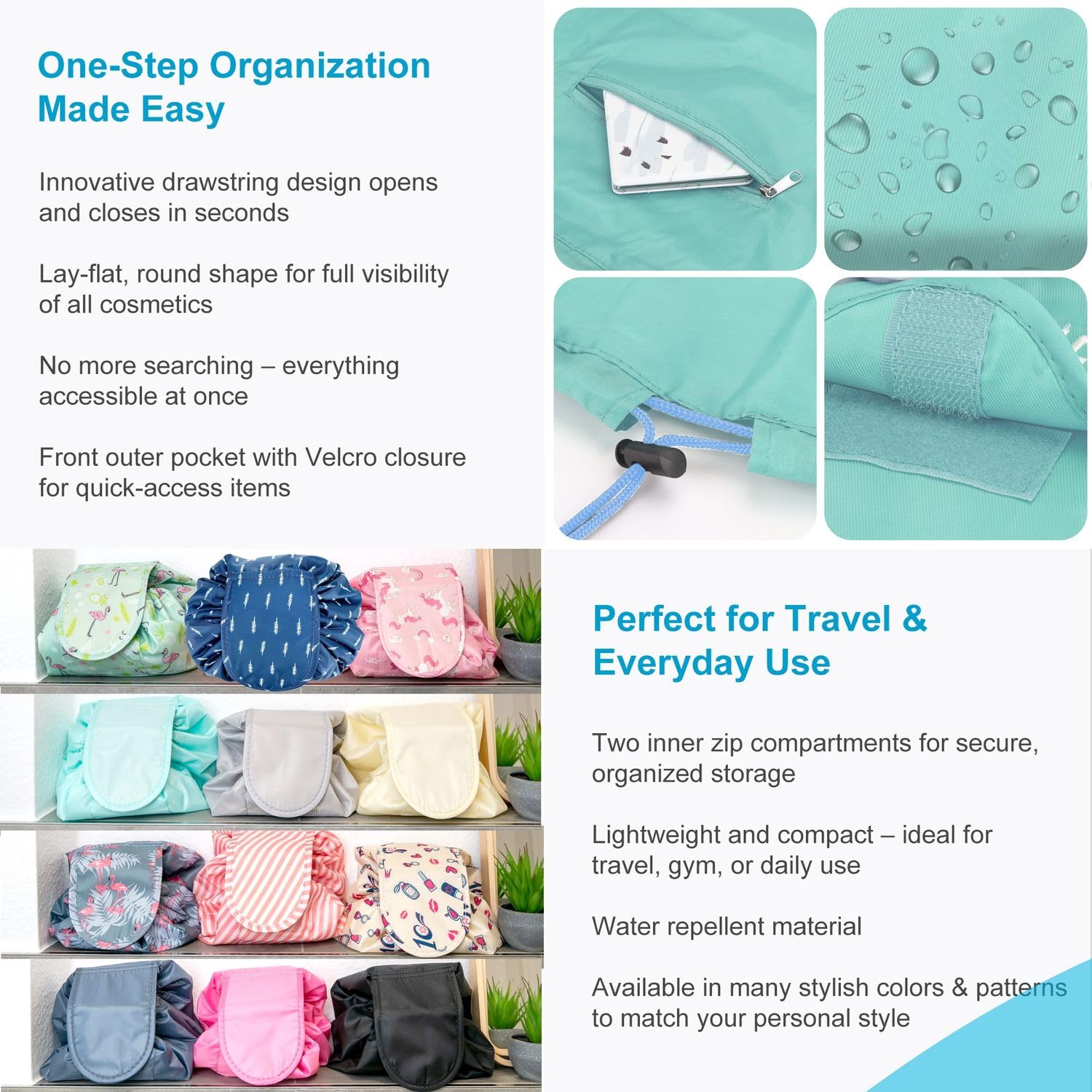 Intirilife Kosmetiktasche One Step Himmel Blau 62x54 cm
