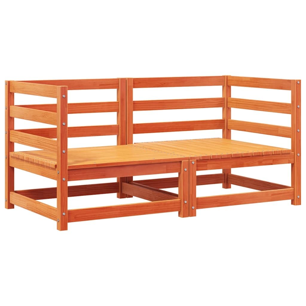 vidaXL Heim & Garten Ecksofa Holz 2 Stk Wachsbraun Kiefer mit Kissen