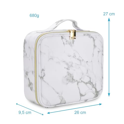 Intirilife Make Up Tasche Marmor grau-weiß 26 cm mit Fächern
