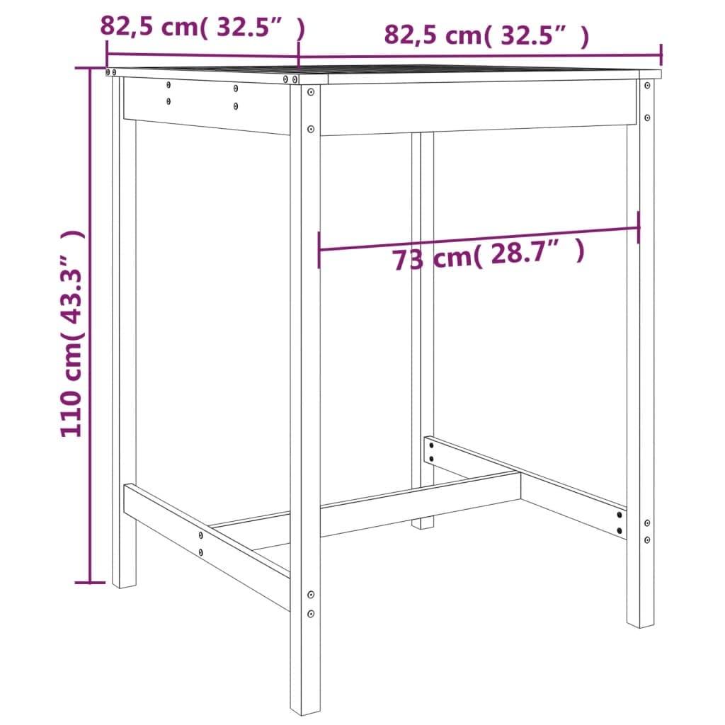 vidaXL 3-TLG. Gartenbar-Set Grau Barset Graue Kiefer Massivholz