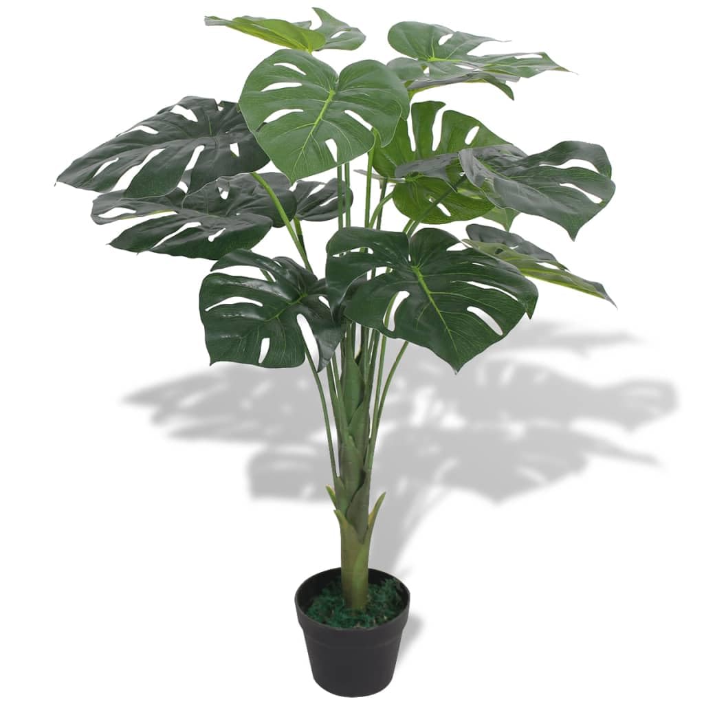 vidaXL Monstera Kunstpflanze Grün 45 cm Topf Fensterblatt