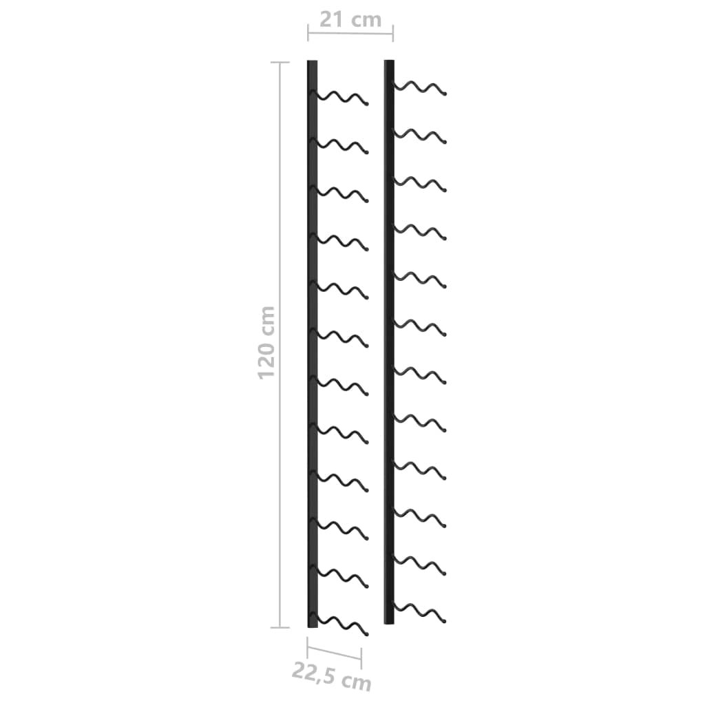 vidaXL Weinregal Wand 24 Flaschen Eisen Schwarz 120 cm
