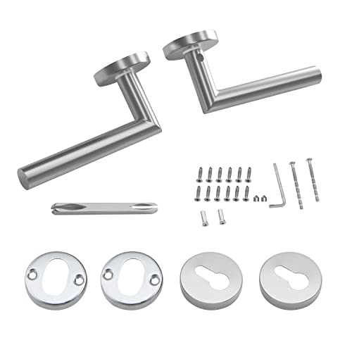 Intirilife Türklinken Set Edelstahl Silber für Innentüren