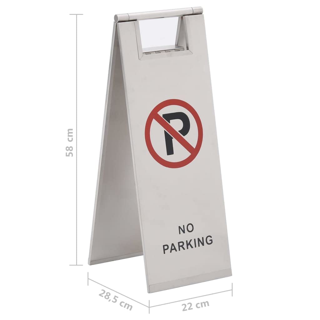 vidaXL Warnschild Parkschild Aufsteller Edelstahl Silber 58cm