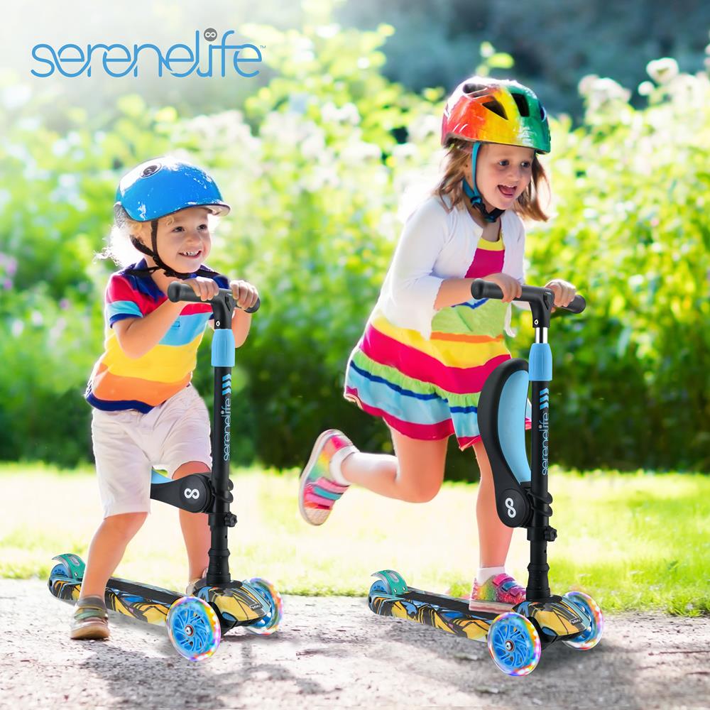 Serenelife Scooters Kinderroller 3-Räder LED Sitz klappbar