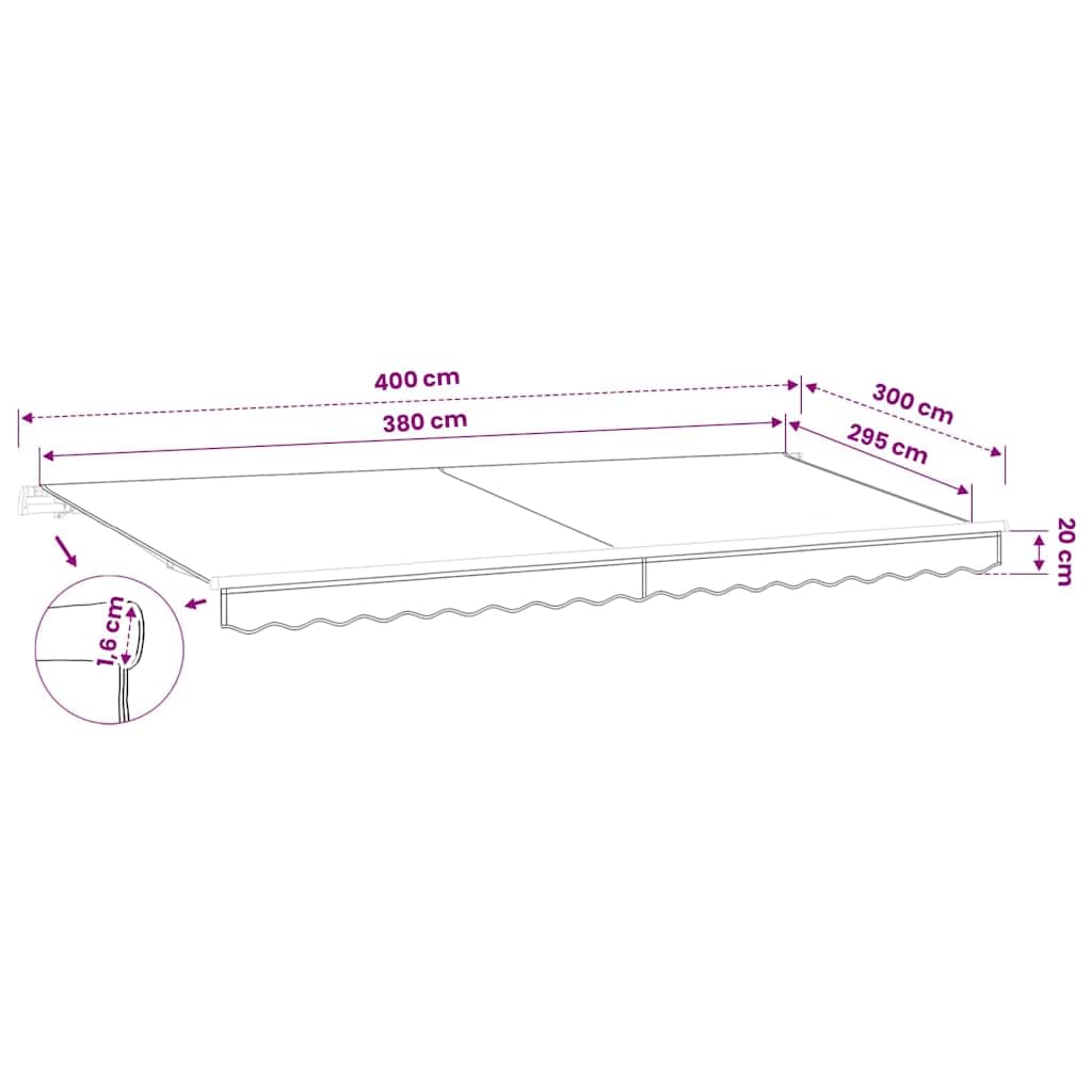 vidaXL Heim & Garten Markisen-Ersatzstoff grau 380x295 cm Polyester