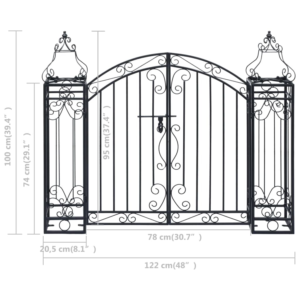 vidaXL Heim & Garten Doppelflügeltor Gartentor Schmiedeeisen 122cm